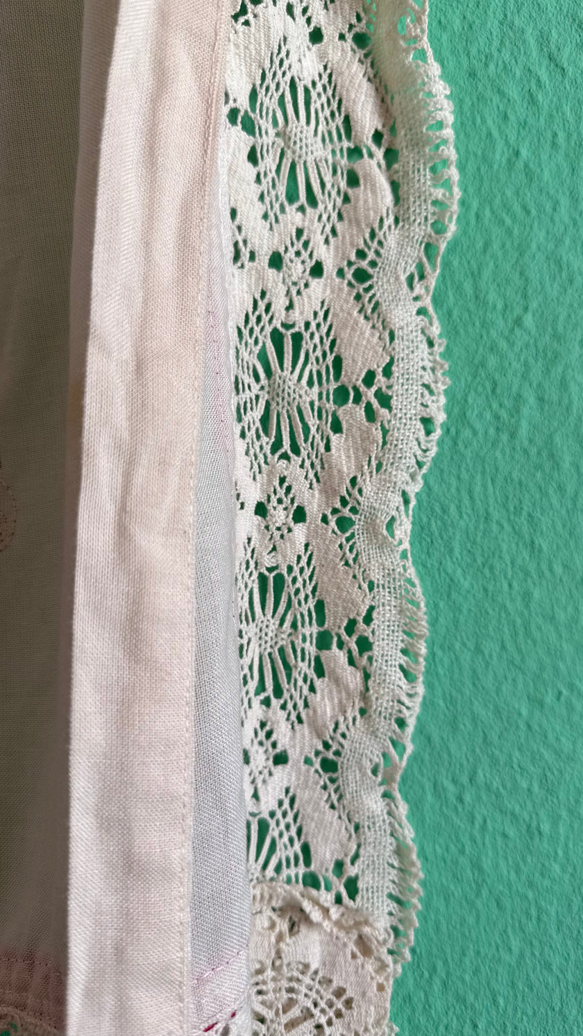 Vintage 1970s Folk Embroidered Blouse And Apron Set