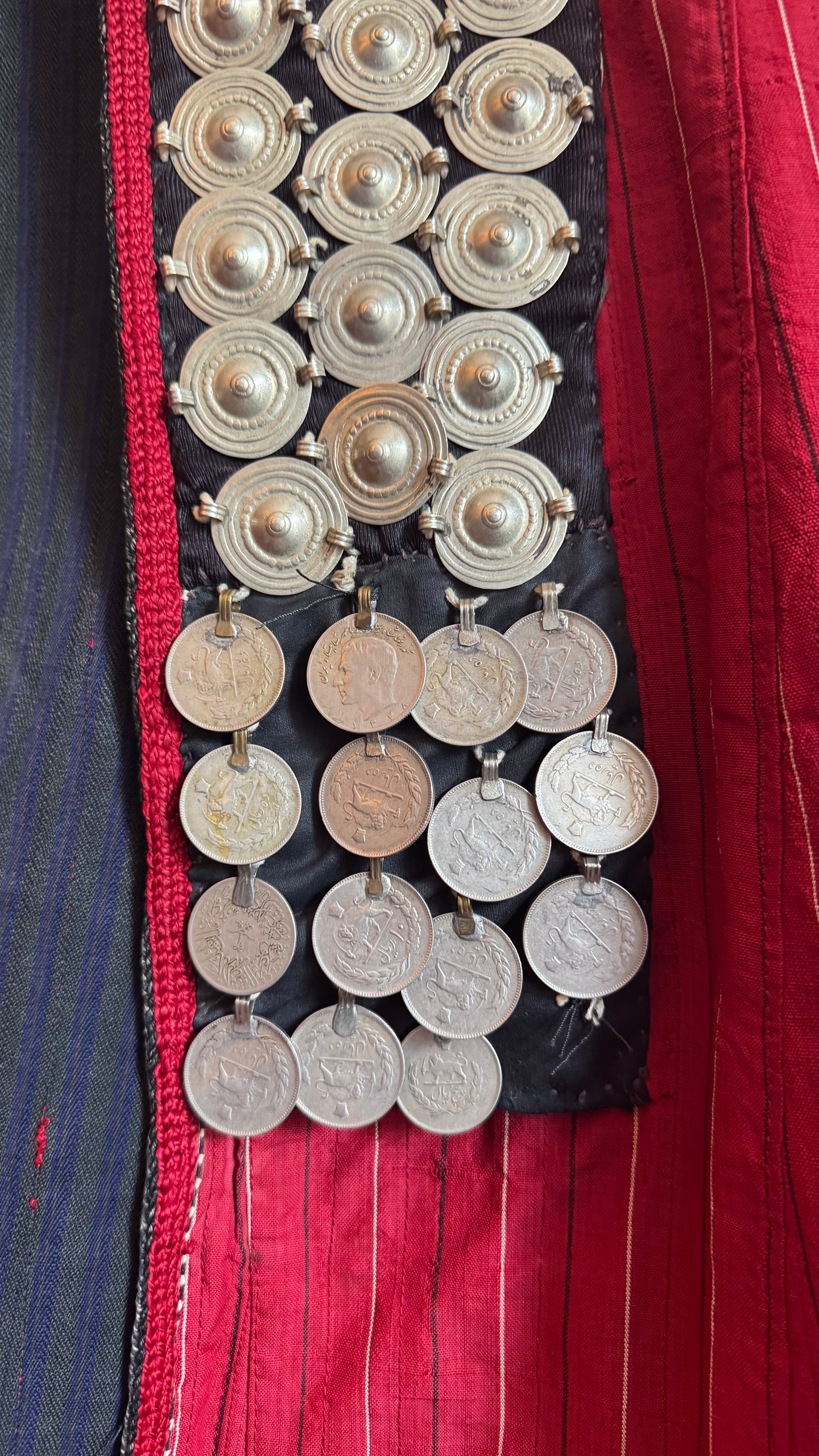 Vintage Antique Red Balkan Folk Vest With Metal Coin Details