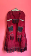 Vintage Antique Red Balkan Folk Vest With Metal Coin Details
