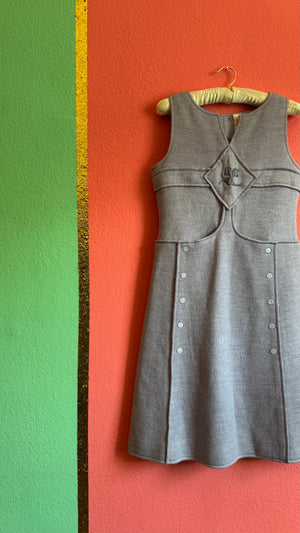 Vintage 1960s André Courrèges Light Blue Sleeveless Knit Dress