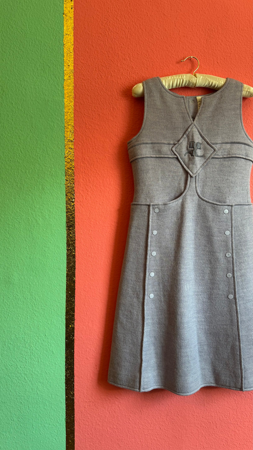 Vintage 1960s André Courrèges Light Blue Sleeveless Knit Dress