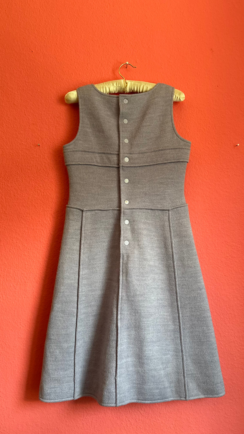 Vintage 1960s André Courrèges Light Blue Sleeveless Knit Dress