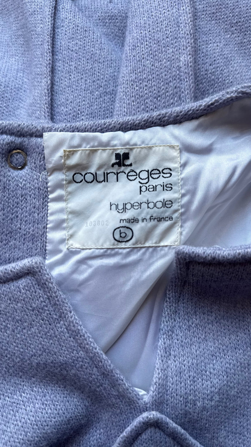 Vintage 1960s André Courrèges Light Blue Sleeveless Knit Dress