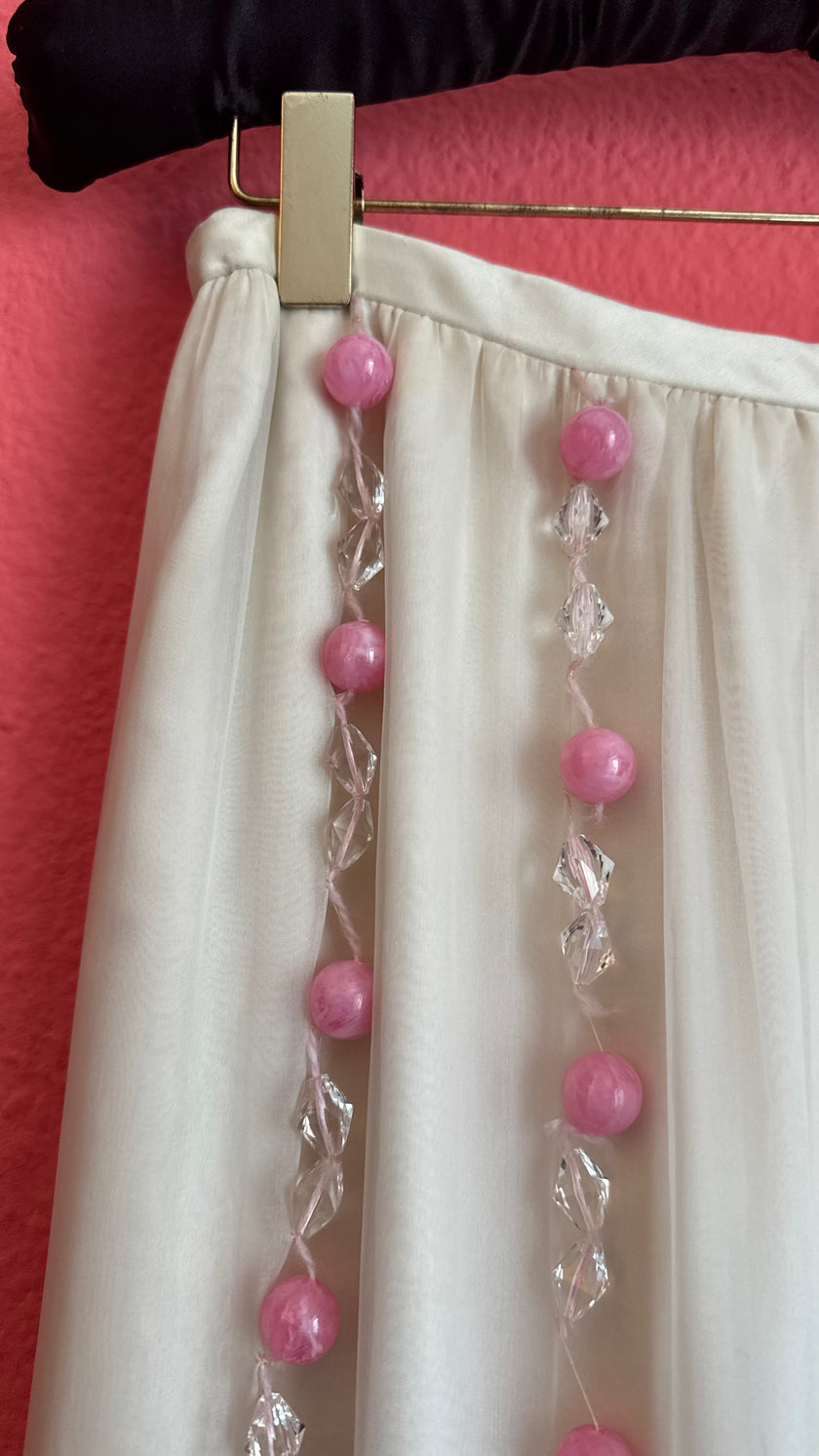 Vintage 1960s André Courrèges Ivory Beaded Top And Skirt Set