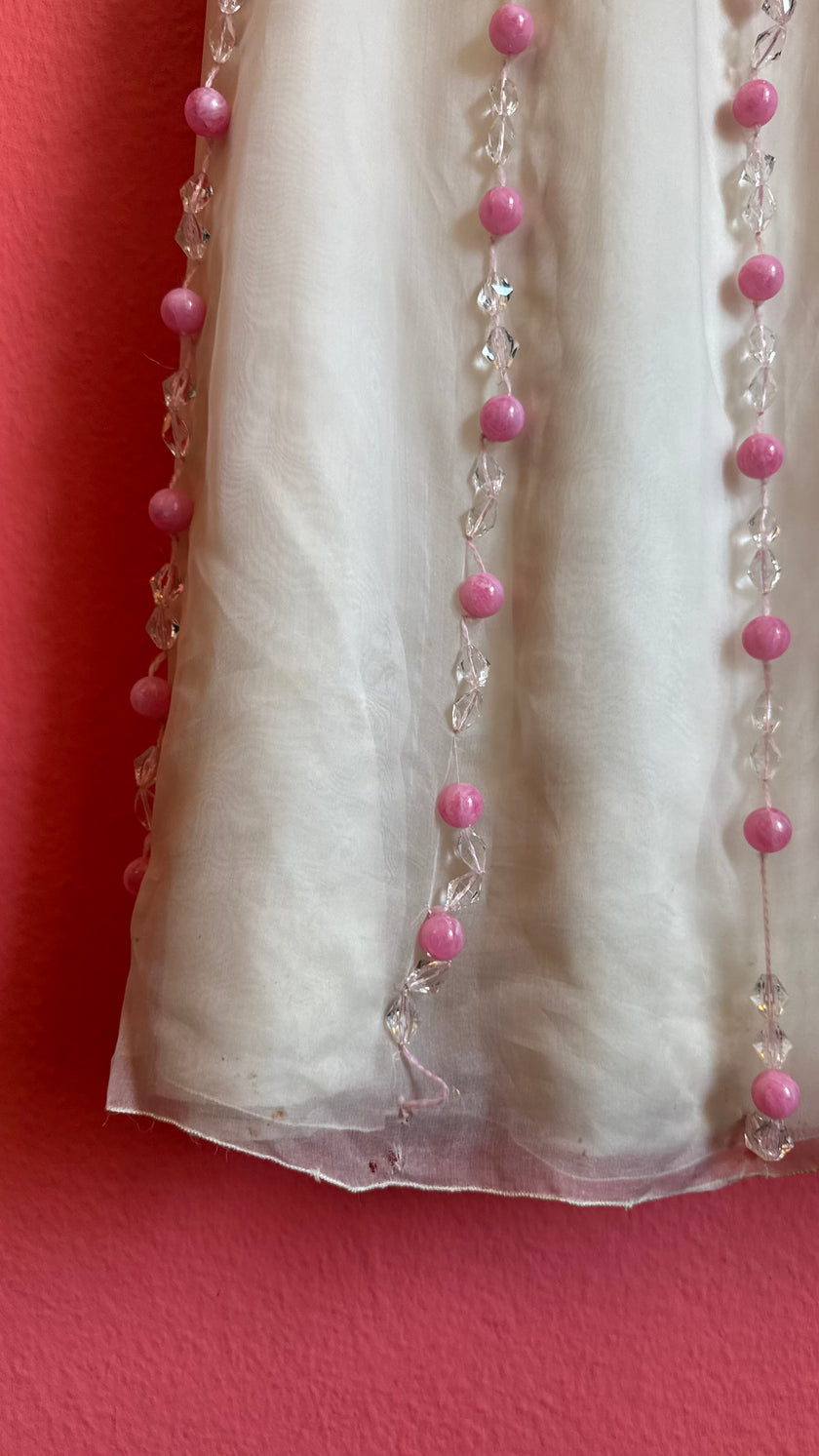 Vintage 1960s André Courrèges Ivory Beaded Top And Skirt Set