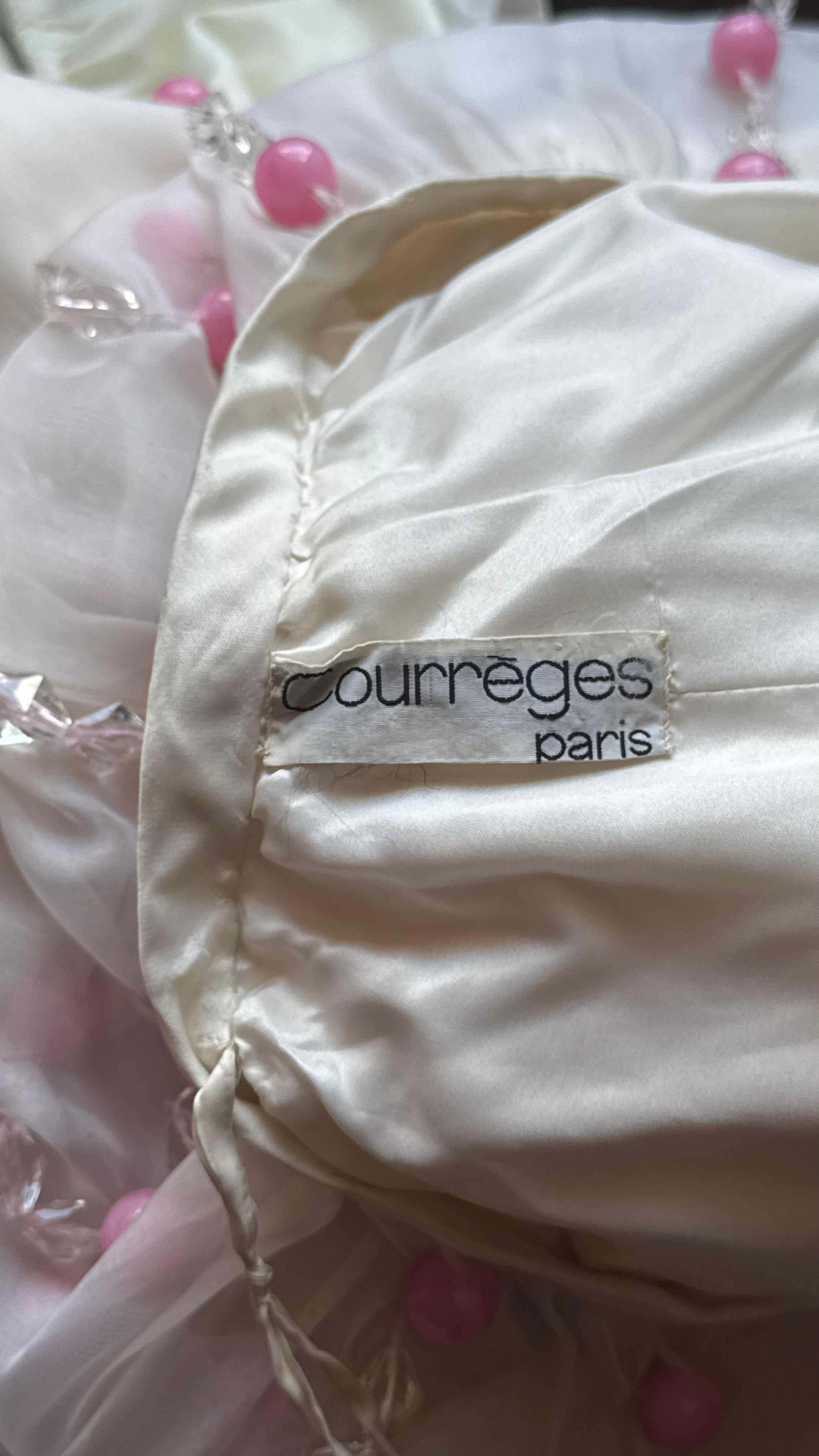 Vintage 1960s André Courrèges Ivory Beaded Top And Skirt Set