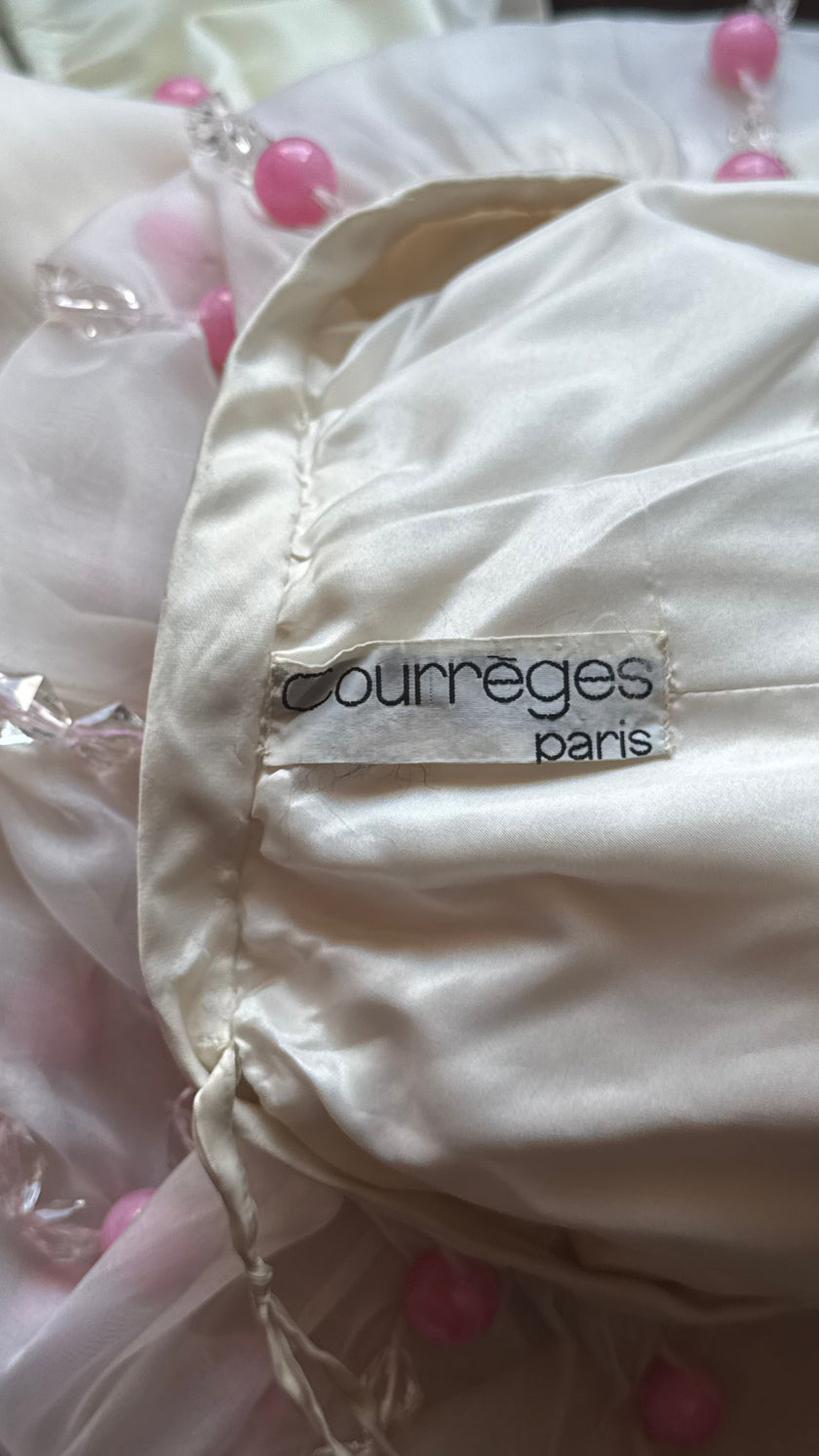 Vintage 1960s André Courrèges Ivory Beaded Top And Skirt Set