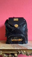Vintage 1990s Moschino Black Leather Backpack Bag
