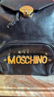 Vintage 1990s Moschino Black Leather Backpack Bag