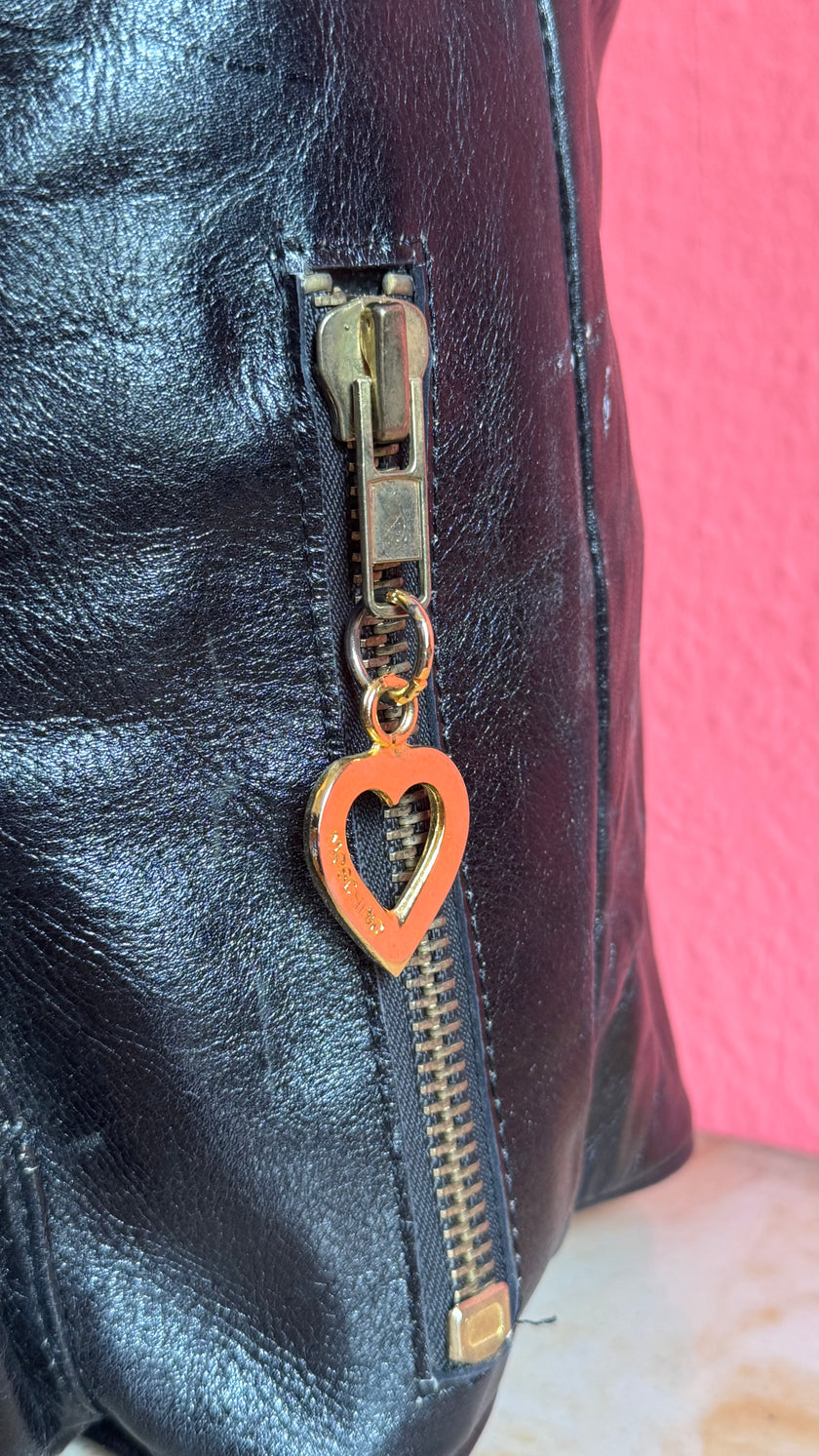Vintage 1990s Moschino Black Leather Backpack Bag