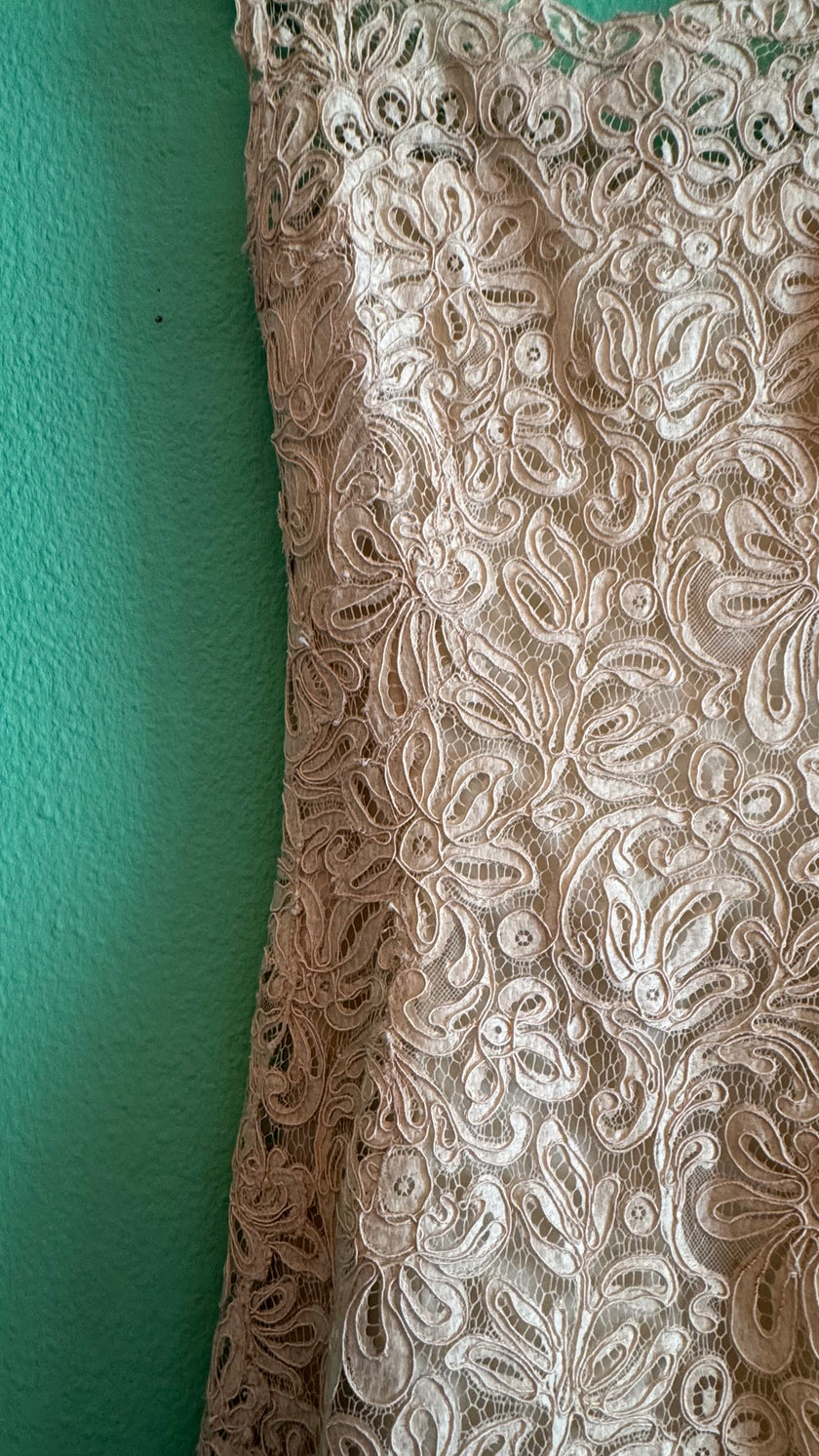 Vintage 1960s Ivory Lace Shift Dress