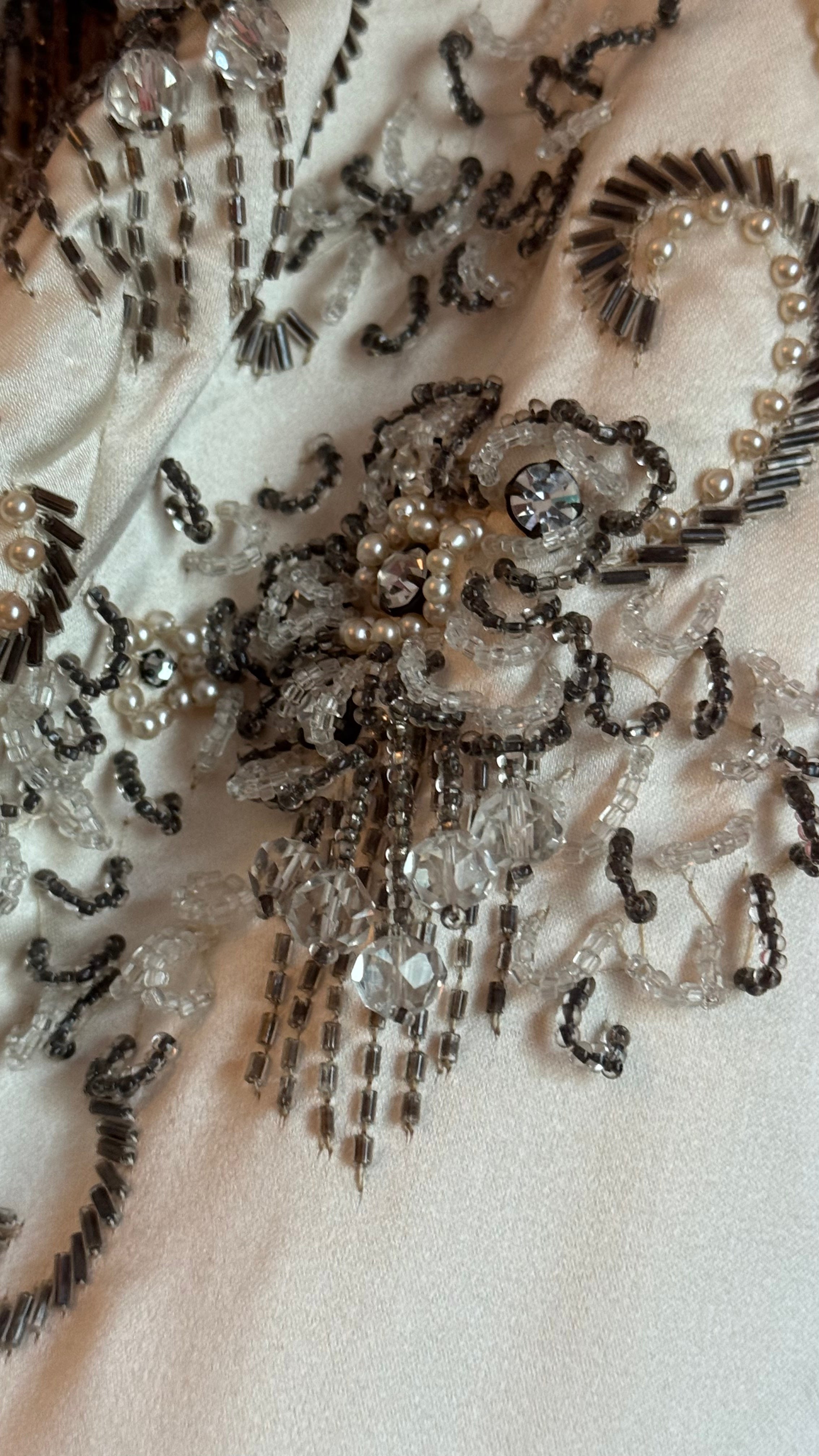 Vintage 1957 Bergdorf Goodman Ivory Beaded Evening Dress