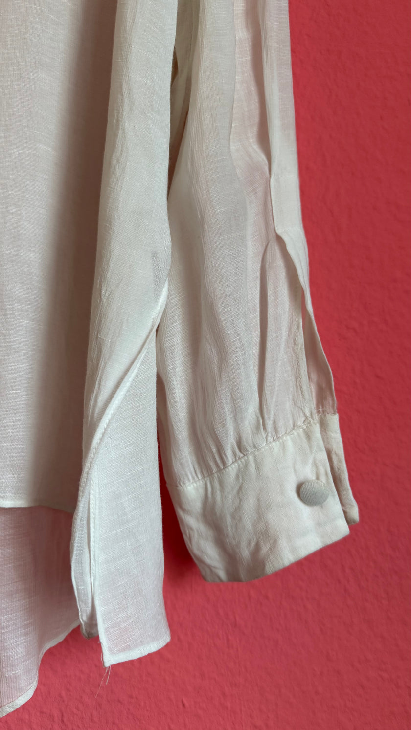 Vintage 1990s Ritmo Di Perla Ivory Crochet Panel Blouse