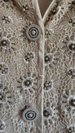 Vintage 1960s Regalia Imports Ivory Beaded Lace Jacket