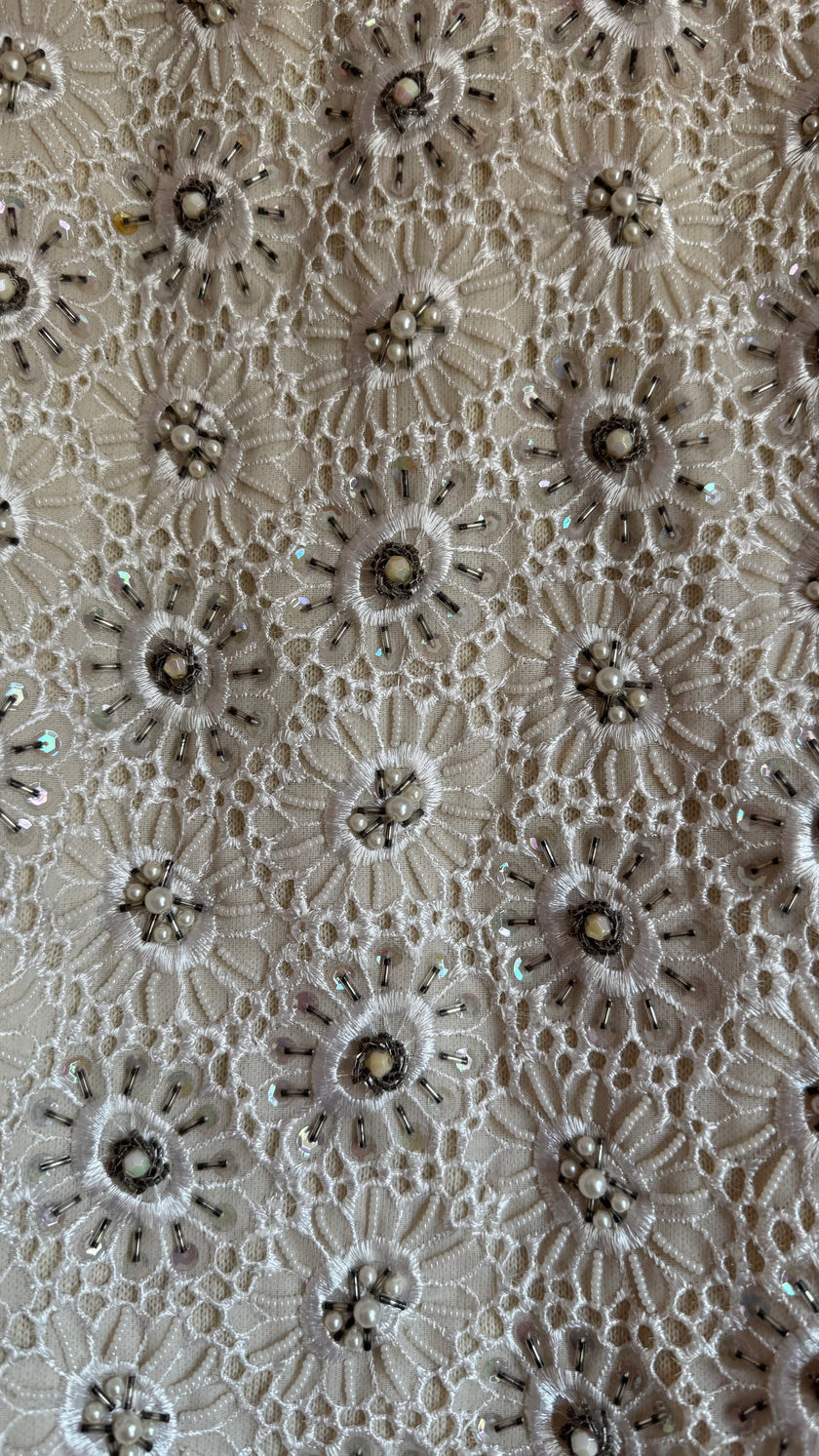 Vintage 1960s Regalia Imports Ivory Beaded Lace Jacket