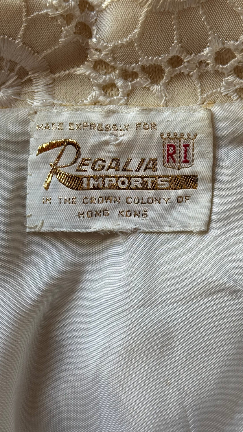 Vintage 1960s Regalia Imports Ivory Beaded Lace Jacket
