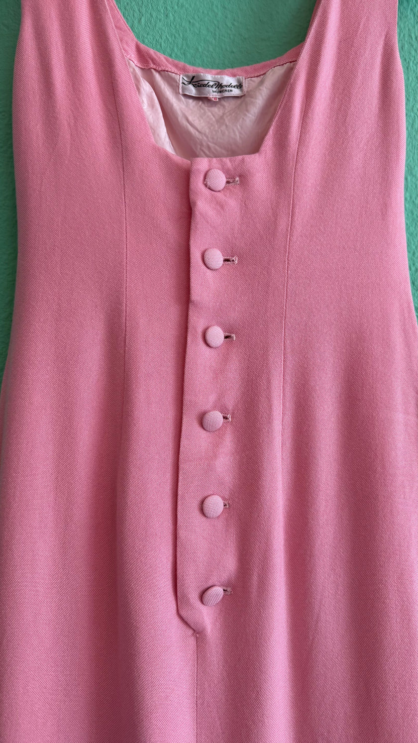 Vintage 1960s Kiedel Modelle Munich Pink Linen Blend Dress