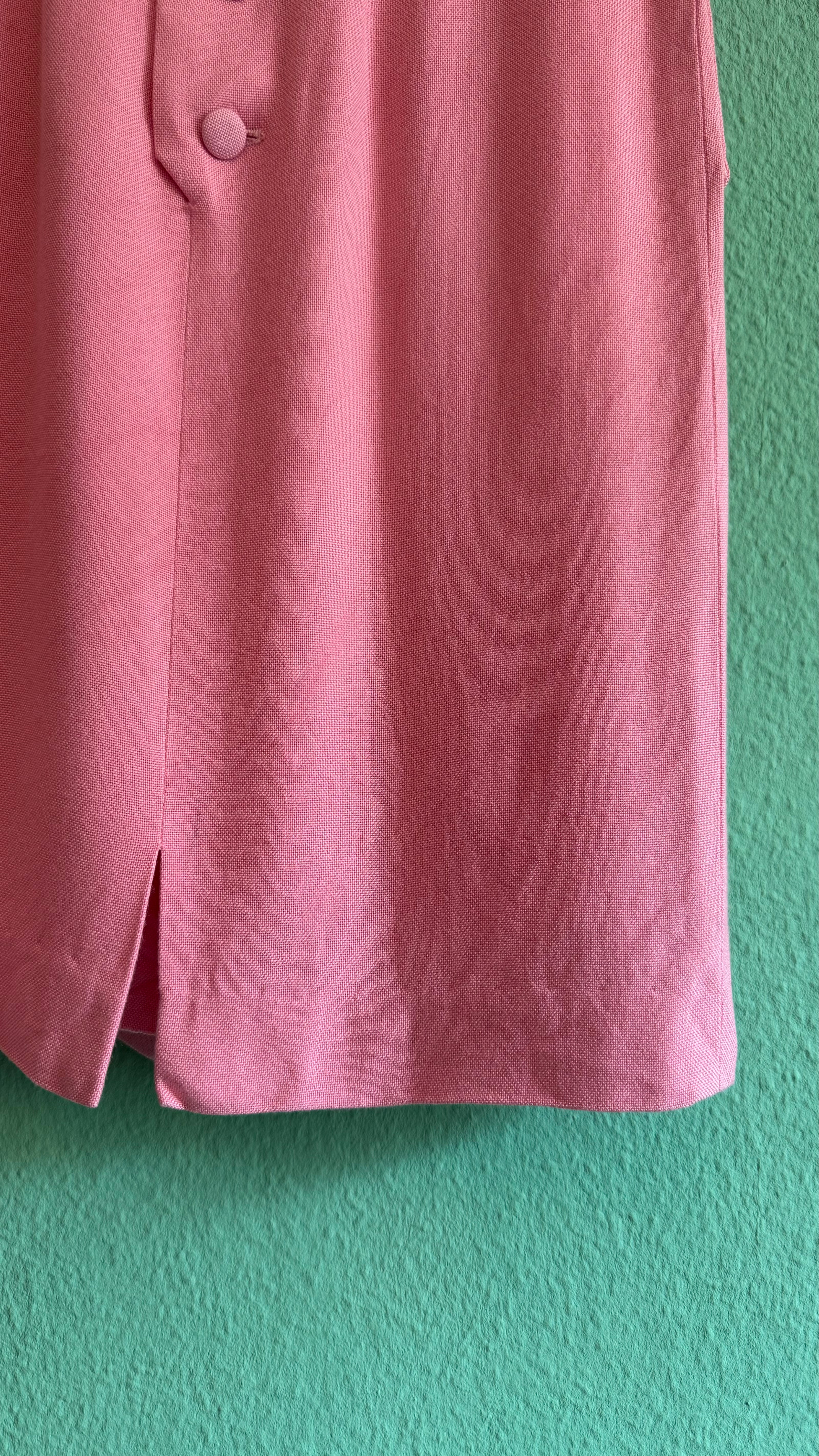 Vintage 1960s Kiedel Modelle Munich Pink Linen Blend Dress