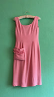 Vintage 1960s Kiedel Modelle Munich Pink Linen Blend Dress