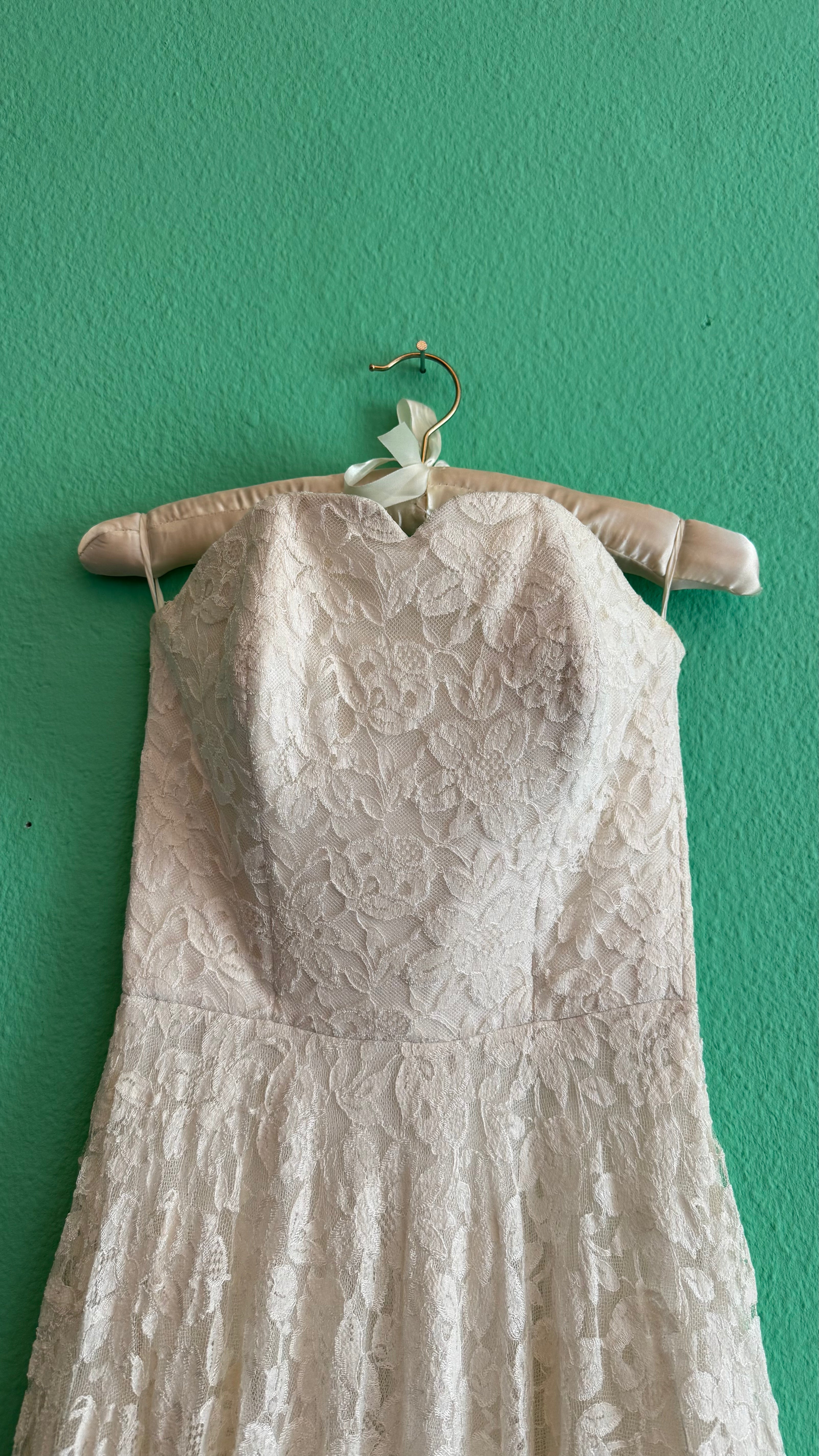 Vintage 1950s Ivory Lace Wedding Dress And Jacket Set