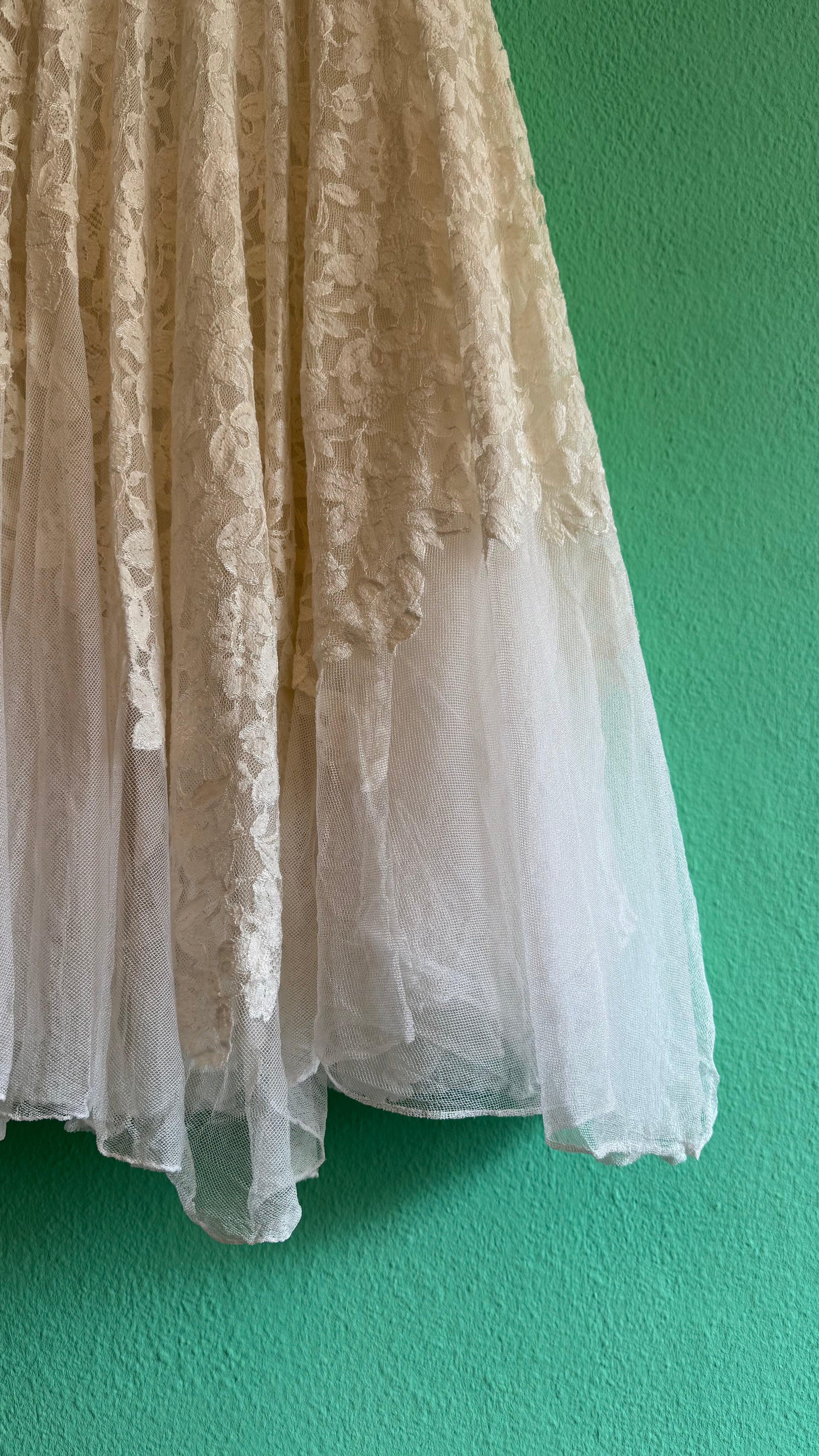 Vintage 1950s Ivory Lace Wedding Dress And Jacket Set