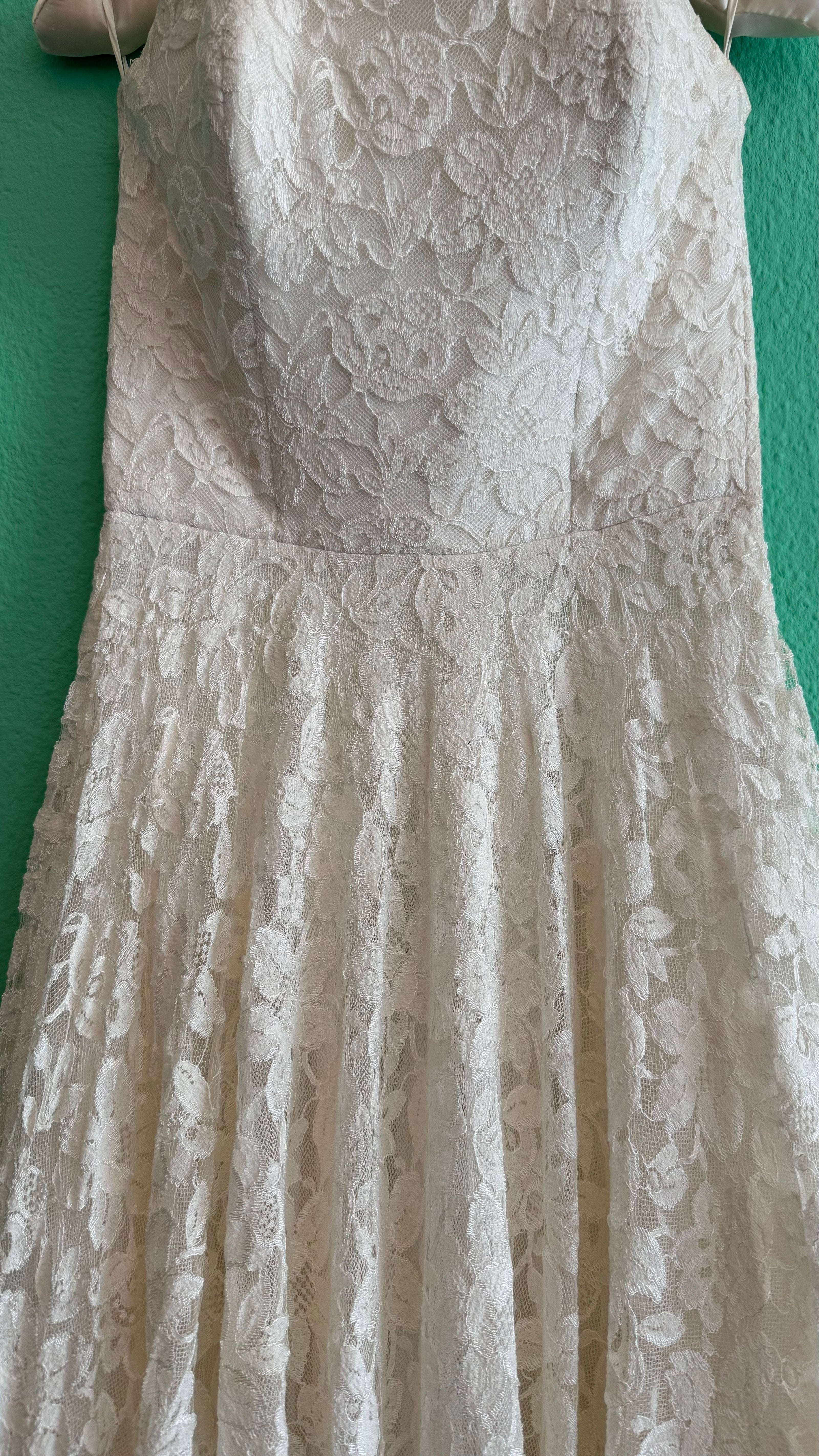 Vintage 1950s Ivory Lace Wedding Dress And Jacket Set