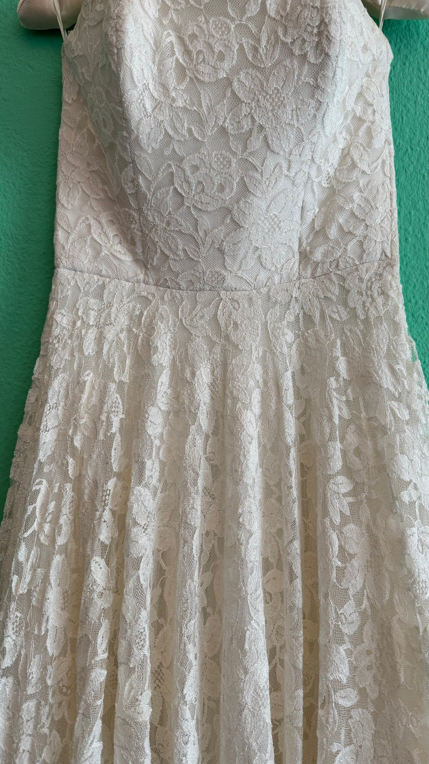 Vintage 1950s Ivory Lace Wedding Dress And Jacket Set