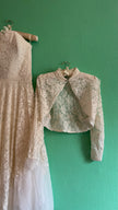 Vintage 1950s Ivory Lace Wedding Dress And Jacket Set