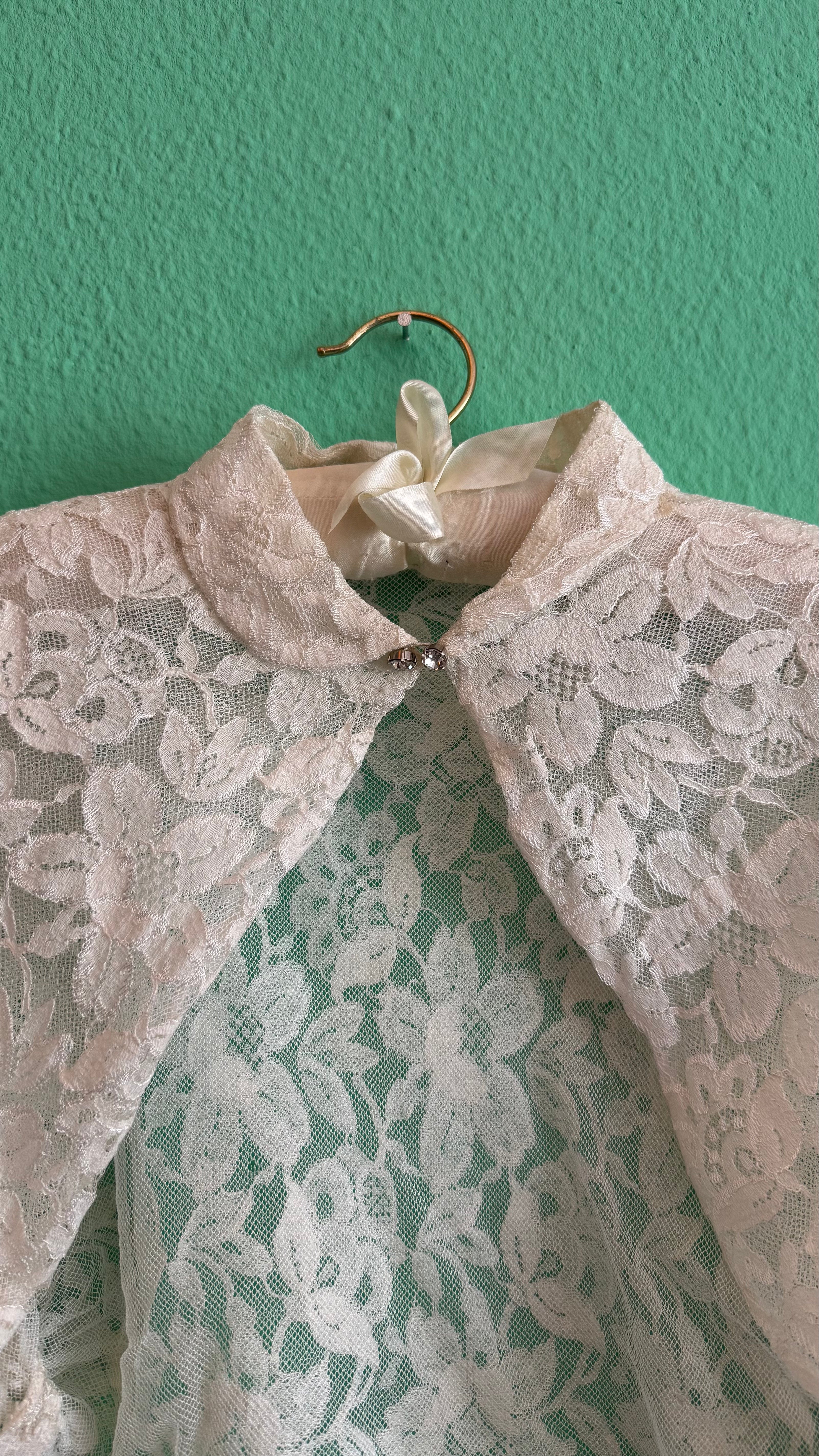 Vintage 1950s Ivory Lace Wedding Dress And Jacket Set