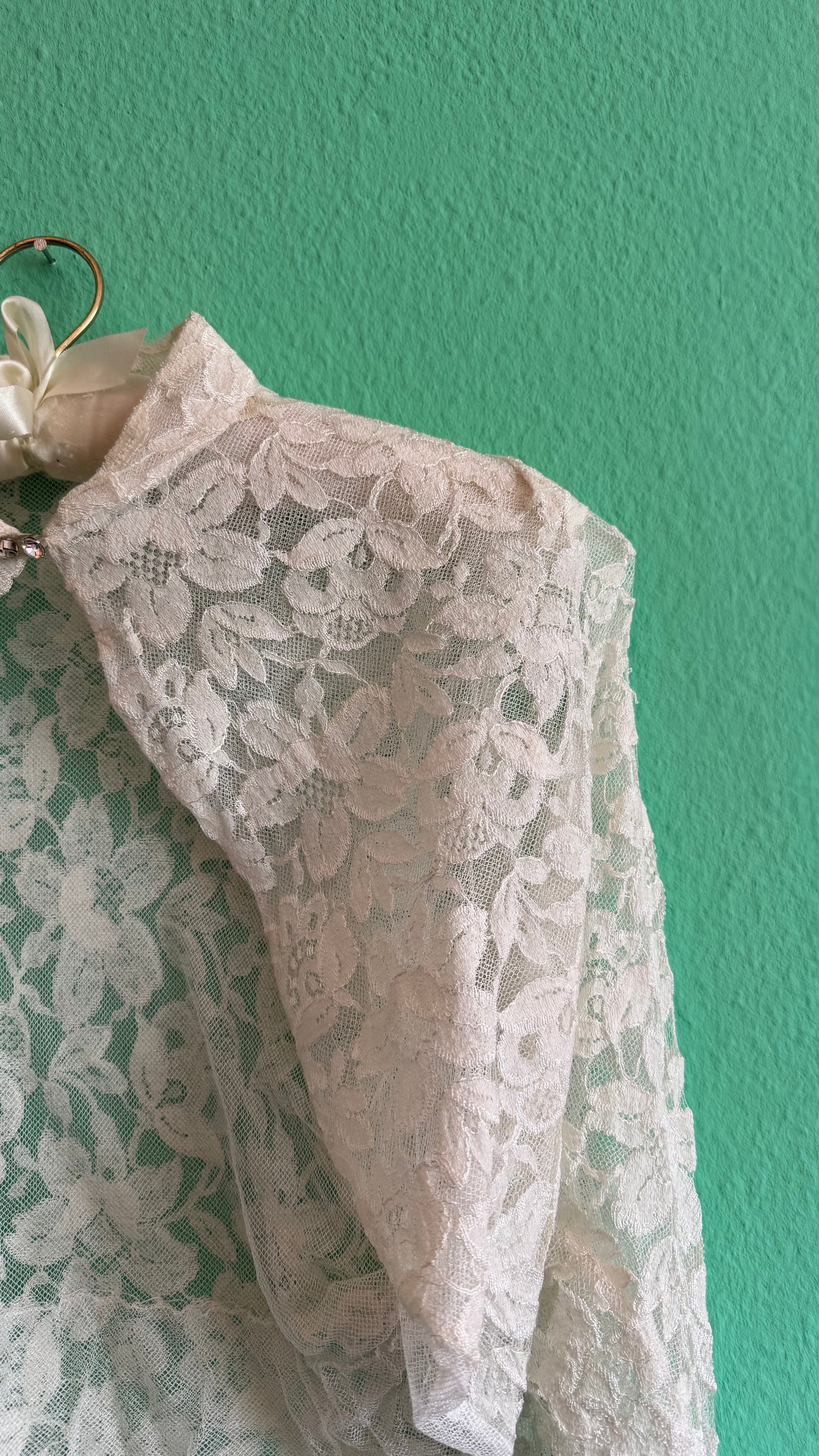 Vintage 1950s Ivory Lace Wedding Dress And Jacket Set