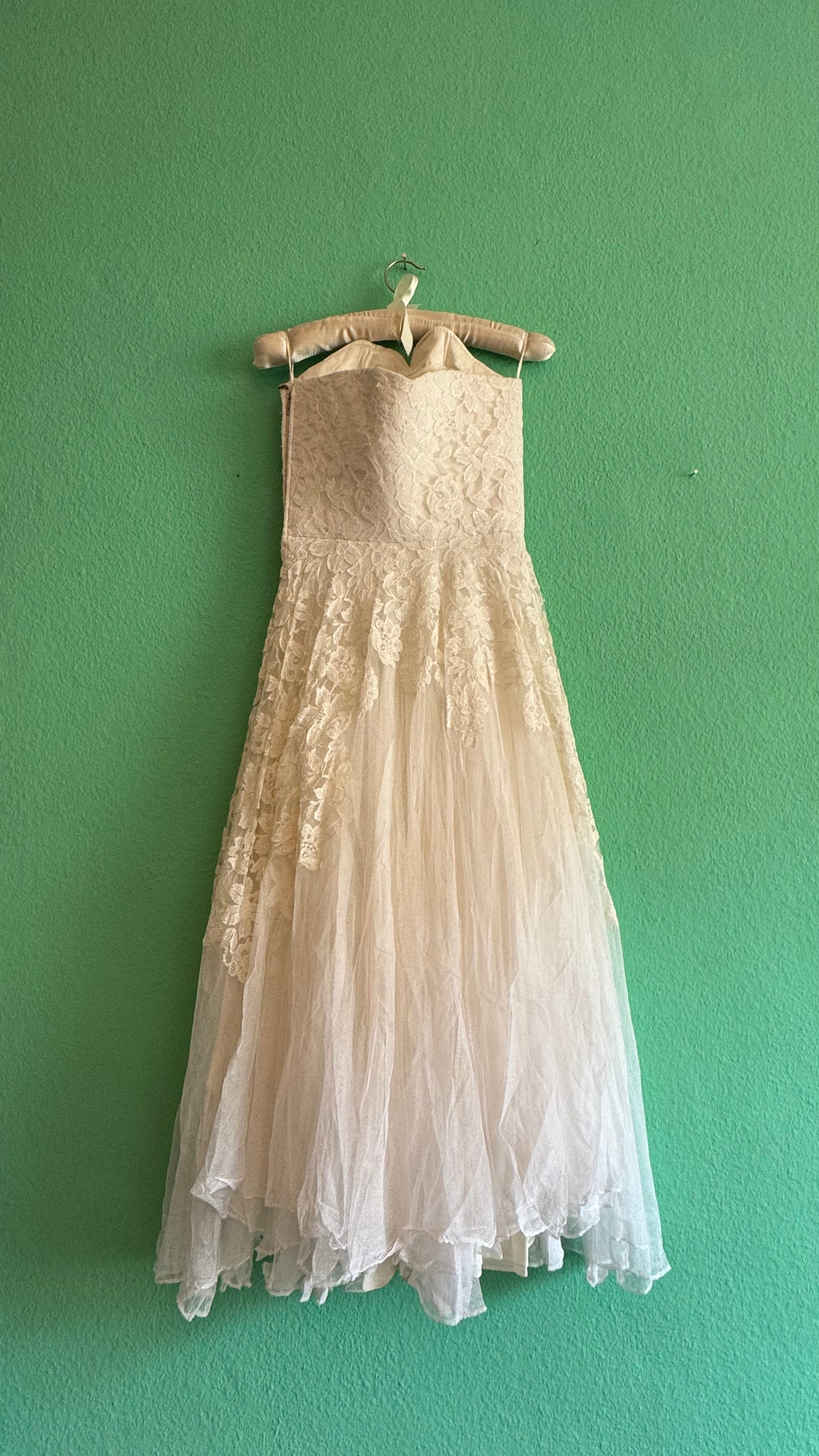 Vintage 1950s Ivory Lace Wedding Dress And Jacket Set