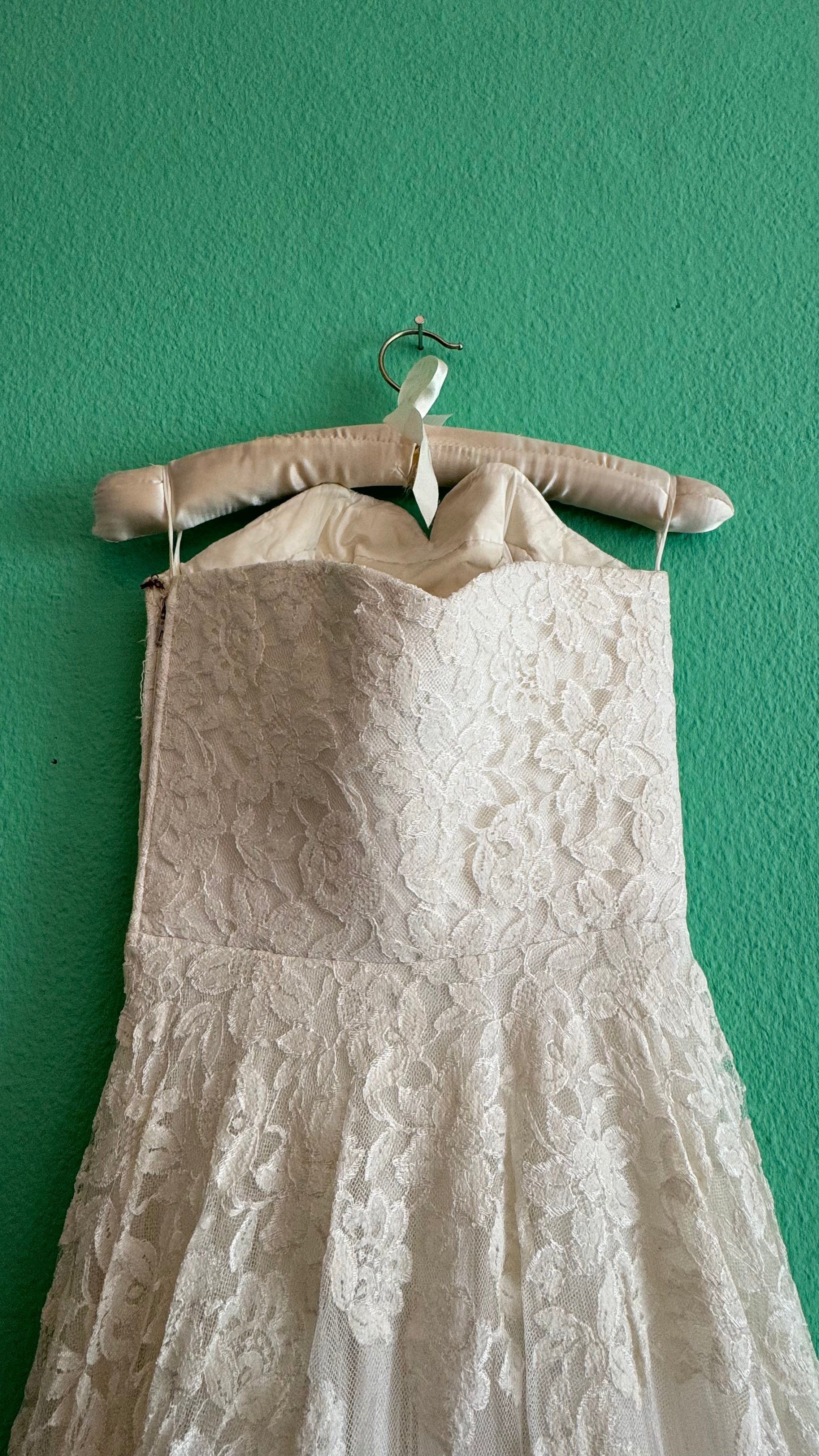 Vintage 1950s Ivory Lace Wedding Dress And Jacket Set