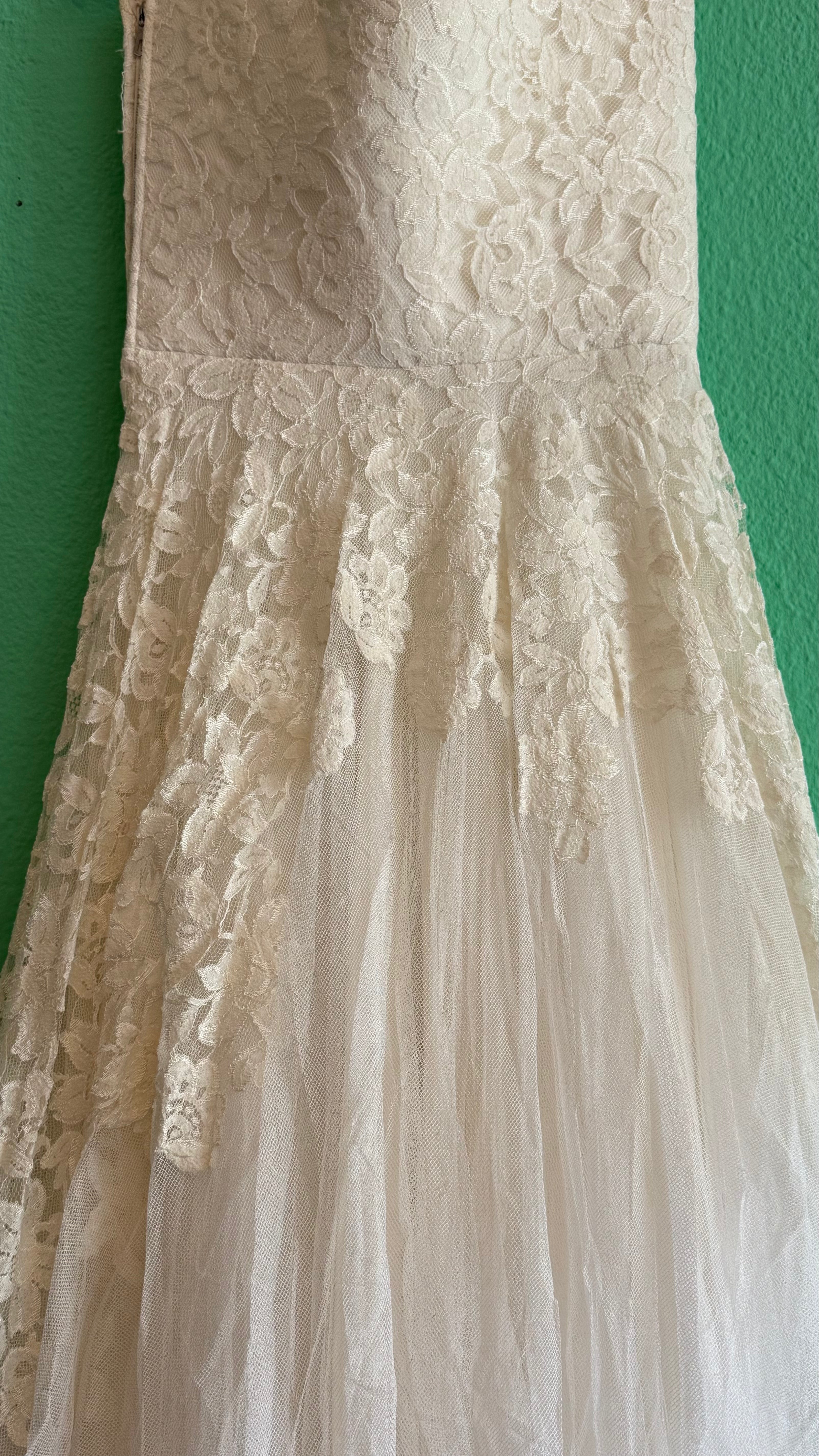 Vintage 1950s Ivory Lace Wedding Dress And Jacket Set