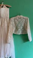 Vintage 1950s Ivory Lace Wedding Dress And Jacket Set