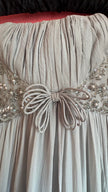 Vintage 1970s Grey Crepe De Chine Beaded Evening Dress