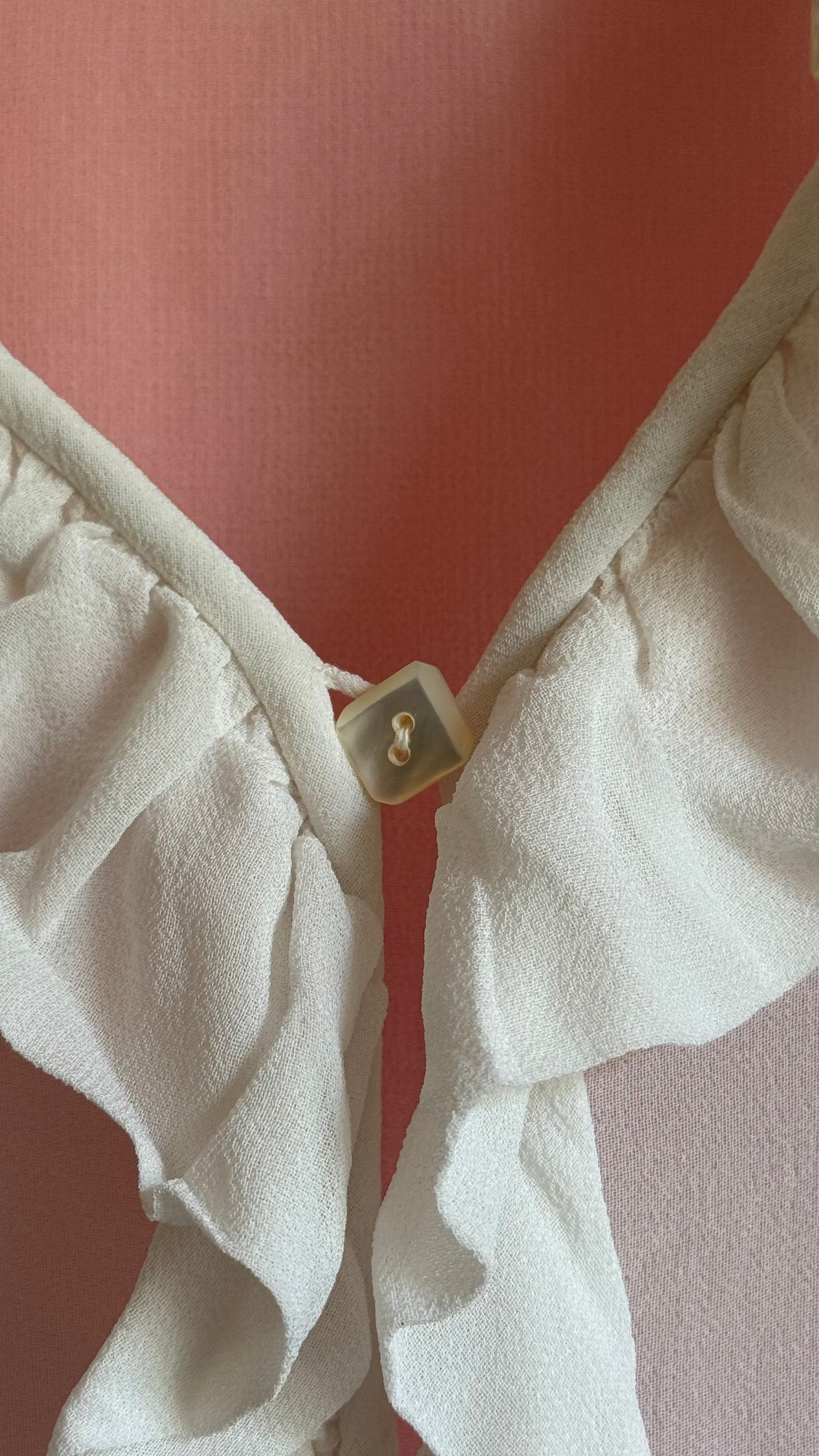Vintage 1970s Ivory Sheer Ruffle Blouse