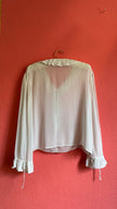 Vintage 1970s Ivory Sheer Ruffle Blouse