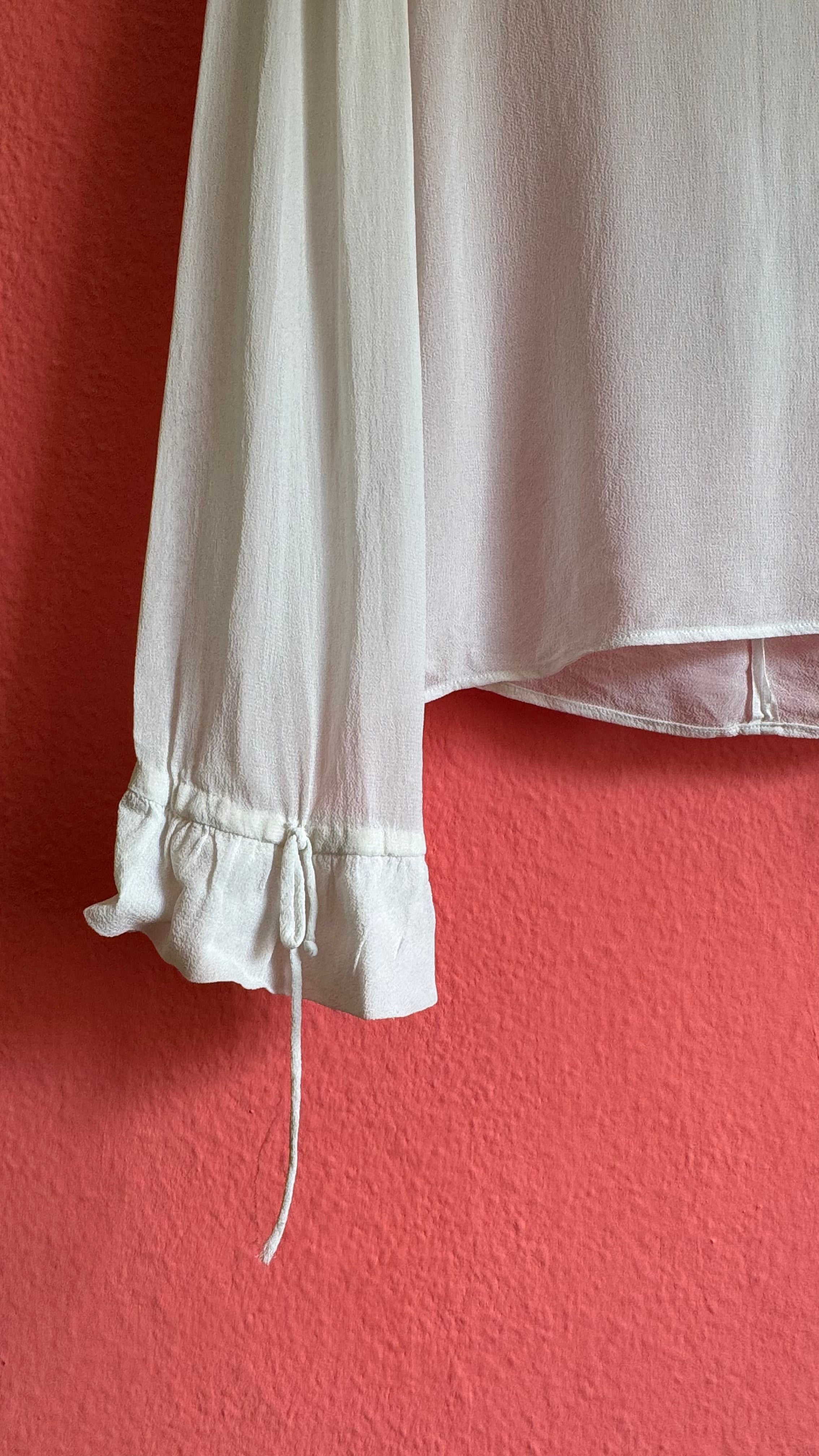 Vintage 1970s Ivory Sheer Ruffle Blouse