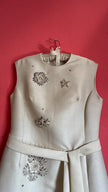 Vintage 1960s Ivory Beaded Belted Evening Dress