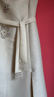 Vintage 1960s Ivory Beaded Belted Evening Dress