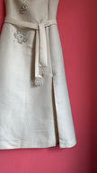 Vintage 1960s Ivory Beaded Belted Evening Dress