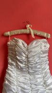 Vintage 1980s Ivory Ruched Satin Bodycon Dress