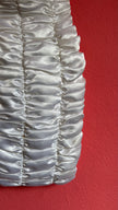 Vintage 1980s Ivory Ruched Satin Bodycon Dress