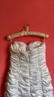 Vintage 1980s Ivory Ruched Satin Bodycon Dress