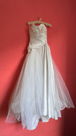 Vintage 1980s Ivory Satin And Tulle Bridal Gown