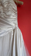 Vintage 1980s Ivory Satin And Tulle Bridal Gown