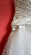 Vintage 1980s Ivory Satin And Tulle Bridal Gown