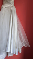 Vintage 1980s Ivory Satin And Tulle Bridal Gown