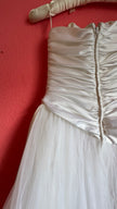 Vintage 1980s Ivory Satin And Tulle Bridal Gown
