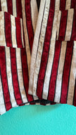 Vintage 1970s Burgundy And Ivory Striped Velvet Robe Coat